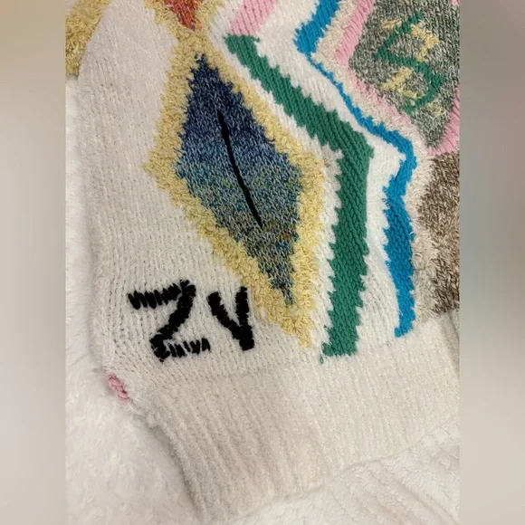 Zadig & Voltaire Sonny Kilim Carpet Intarsia Multicolor Sweater Size XS - Picture 6 of 11